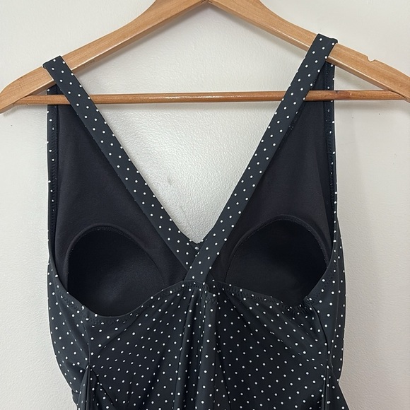 Motherhood Maternity Polka Dot Tie Front Criss Cross One Piece Swimsuit Black L - Picture 8 of 16